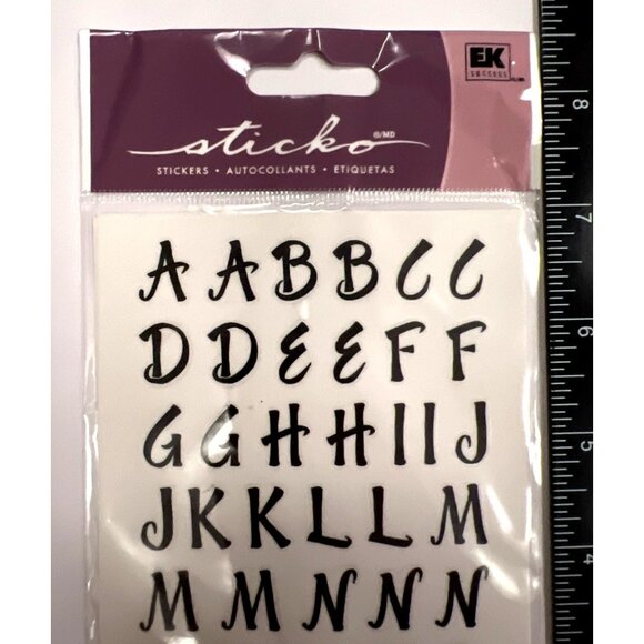 2011 EK Sticko Mini Black Letters SR Alphabet Stickers Script Font SPMSR12P - Picture 2 of 4